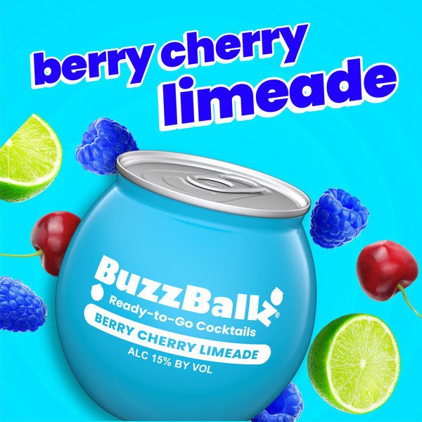 BuzzBallz Berry Cherry Limeade Cocktail, 4-pack 187ml, 30 Proof