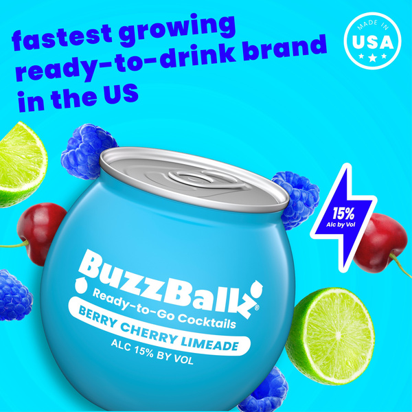 BuzzBallz Berry Cherry Limeade Cocktail, 200ml, 30 Proof (15% ABV