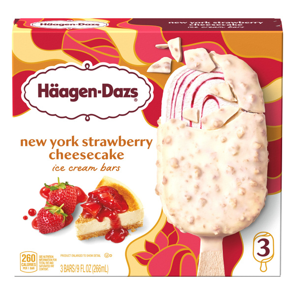 Haagen Dazs New York Strawberry Cheesecake Ice Cream Bars, 3 Count