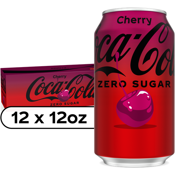 Coca-Cola Zero Sugar Cherry Soda Soft Drink Fridge Pack Cans, 12