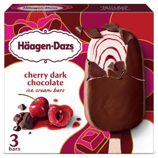 Haagen Dazs Cherry Dark Chocolate Ice Cream Bars, 3 Count | Hy-Vee