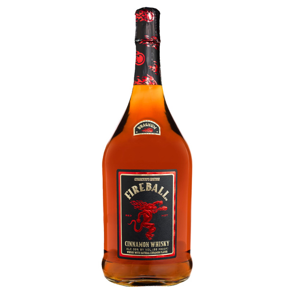 Fireball Dragnum Cinnamon Whisky 1.75L Plastic Bottle – 66 Proof Spicy ...