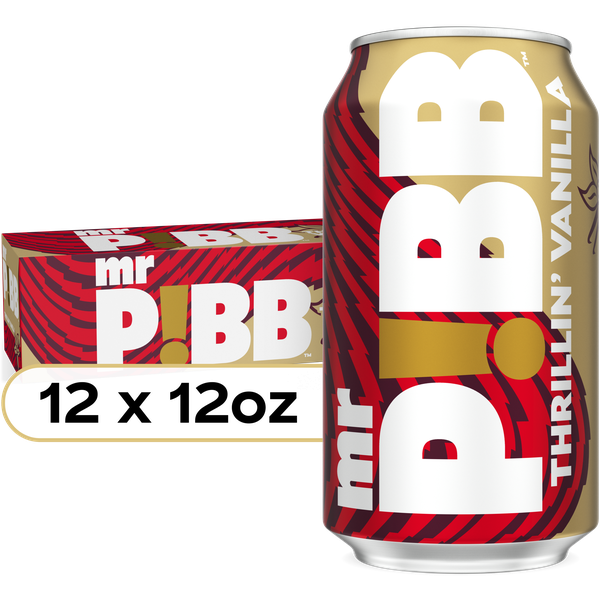 Mr. Pibb Thrillin' Vanilla Soda Soft Drink Fridge Pack Cans, 12 fl
