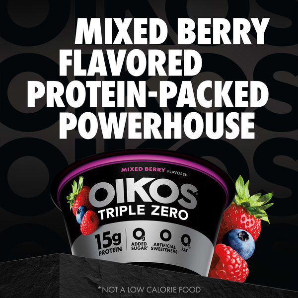 Oikos Triple Zero Mixed Berry High Protein Nonfat Greek Yogurt