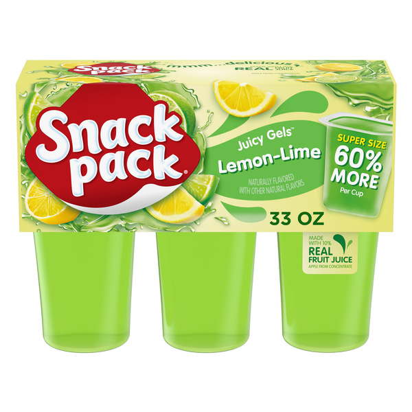 Snack Pack Lemon Lime Flavored Juicy Gels Cups, 5.5 oz., 6-Count