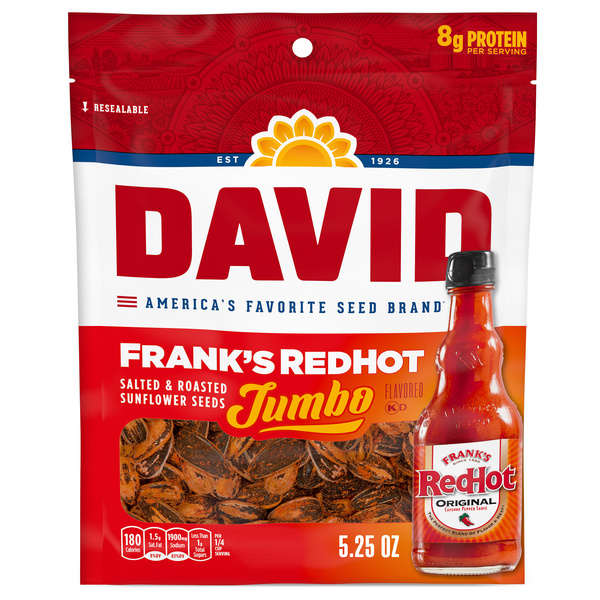 DAVID Jumbo Sunflower Seeds, Frank's RedHot Flavor, 5.25 oz. | Hy