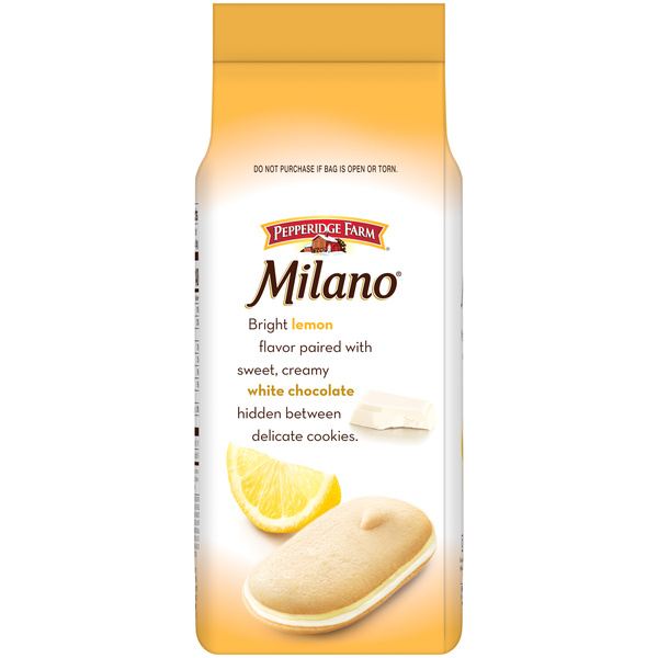 Pepperidge Farm Milano White Chocolate Lemon Flavored Cookies, 7