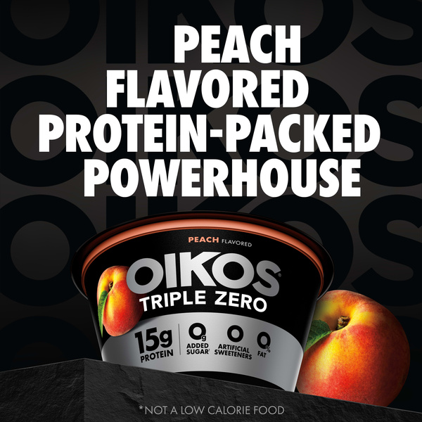 Oikos Triple Zero Peach Nonfat Greek Yogurt, 5.3 oz. (4 pack) | Hy