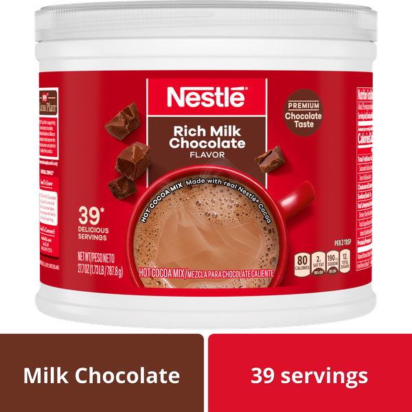 Nestle Hot Cocoa Rich Milk Chocolate Flavored Mix Powder Canister