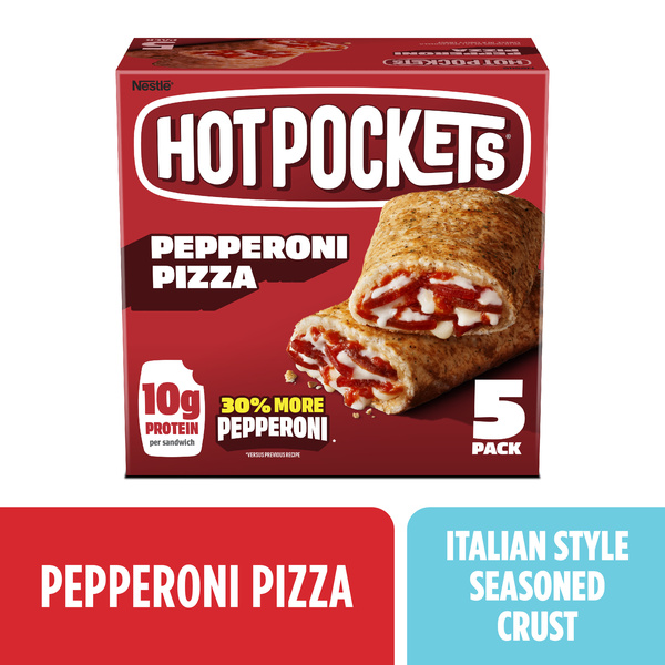 Hot Pockets Pepperoni Pizza, Italian Style Crust, Frozen Snack, 5