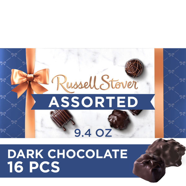 Russell Stover Assorted Dark Chocolate Candy Gift Box, 9.4 oz