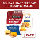 Sargento Balanced Breaks Cheese & Crackers, Gouda & Sharp Cheddar Natural Cheeses and TRISCUIT Mini Original Crackers Snack Kit, 3-Pack