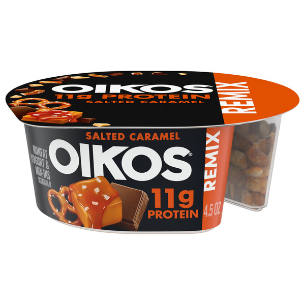 Oikos Remix Salted Caramel High Protein Nonfat Greek Yogurt With