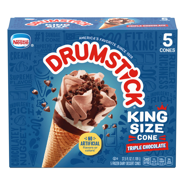 Drumstick Triple Chocolate King Size Sundae Cones, 5 Count | Hy