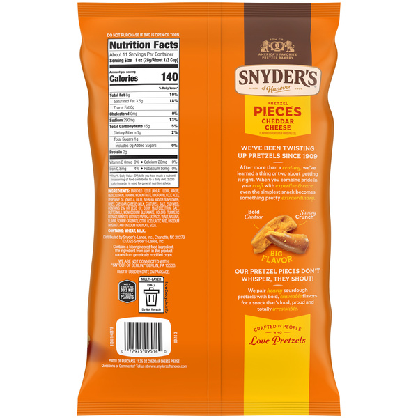 Snyder's of Hanover Cheddar Cheese Flavored Pretzel Pieces, 11.25