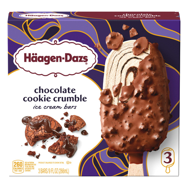 Haagen Dazs Chocolate Cookie Crumble Ice Cream Bars, 3 Count | Hy