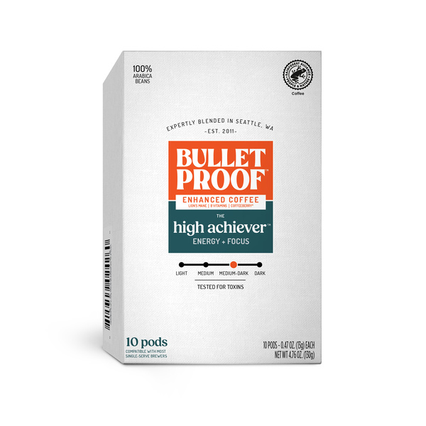BulletProof, The High Achiever Coffee Pods, Medium Dark Roast