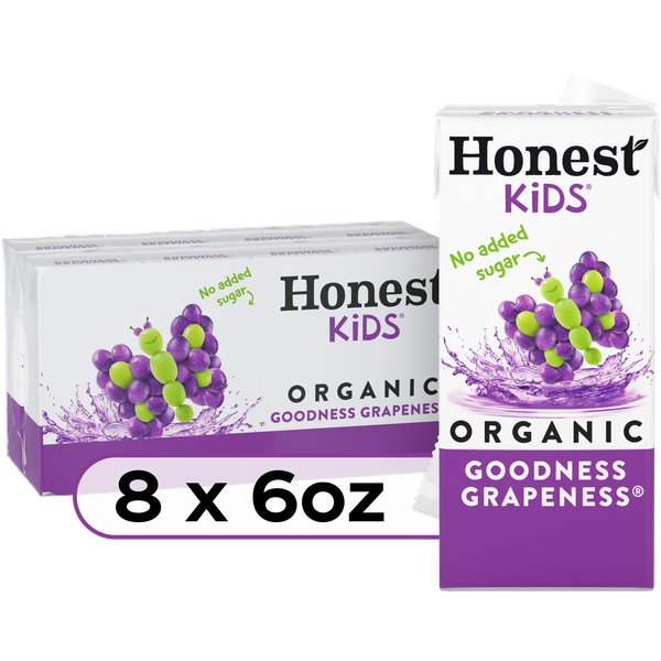 Honest Kids Goodness Grapeness Organic Juice Drink Cartons, 6 fl