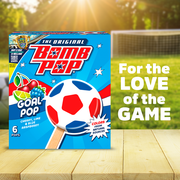 Bomb Pop Original Goal Pop, Frozen Dessert Bar, Cherry, Lime, & Blue ...