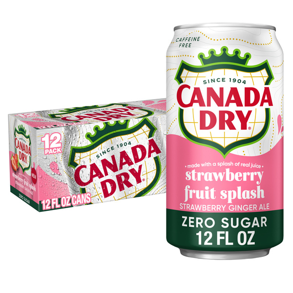 Canada Dry Fruit Splash Strawberry Ginger Ale Zero Sugar Soda, 12