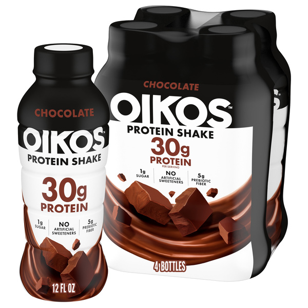 Oikos Chocolate Protein Shake, 12 fl. oz. (4 pack) | Hy-Vee Aisles