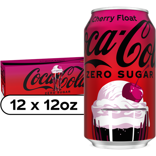 Coca-Cola Zero Sugar Cherry Float Soda Soft Drink Fridge Pack Cans