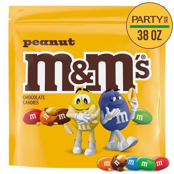 M&M'S Peanut Milk Chocolate Candy Bulk Pack, Party Size, 38 oz Bag