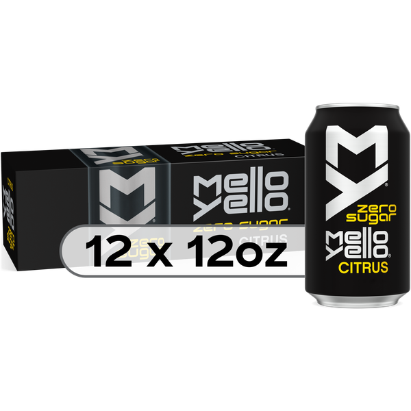 Mello Yello Zero Sugar Citrus Soda Soft Drink Fridge Pack Cans, 12