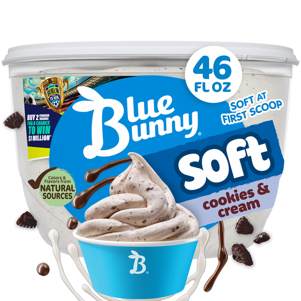 Blue Bunny Soft Cookies and Cream Frozen Dairy Dessert, 46 fl oz