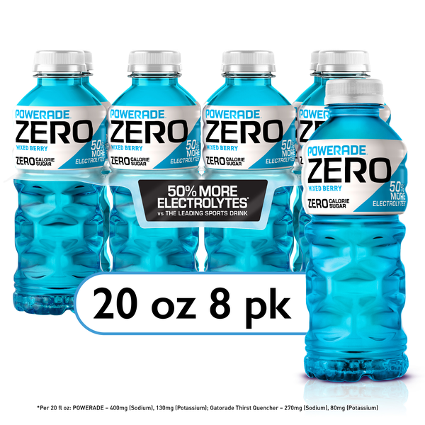 POWERADE Zero Mixed Berry Electrolyte Sports Drink Bottles, 20 fl