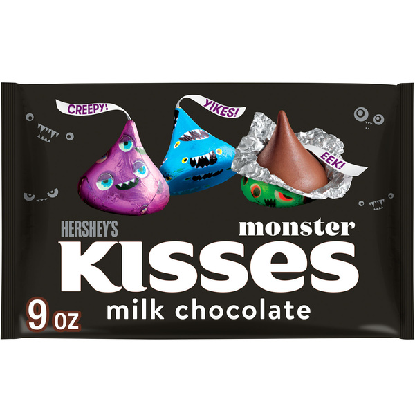 HERSHEY'S KISSES Milk Chocolate Monster, Halloween Candy Bag, 9 oz