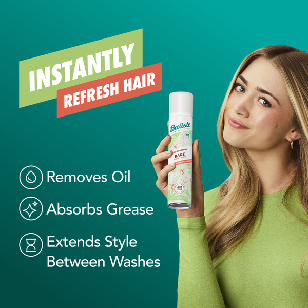 Batiste Dry Shampoo, Oil-Absorbing Hair Refresh, Bare Scent, Adds ...