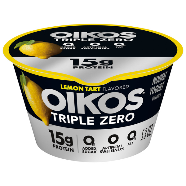 Oikos Triple Zero Lemon Tart Nonfat Greek Yogurt, 5.3 oz. | Hy-Vee
