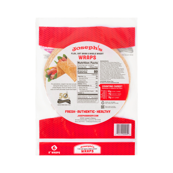 Joseph's Flax, Oat Bran & Whole Wheat Flour Tortillas 6Ct | Hy-Vee