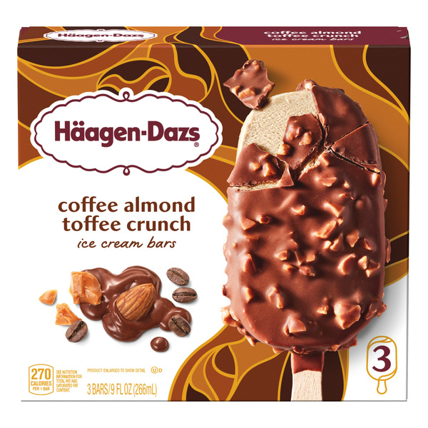 Haagen Dazs Coffee Almond Toffee Crunch Ice Cream Bars, 3 Count