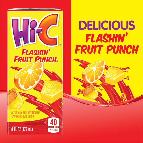 Hi-C Flashin' Fruit Punch Juice Drink Cartons, 6 fl oz, 8 Pack