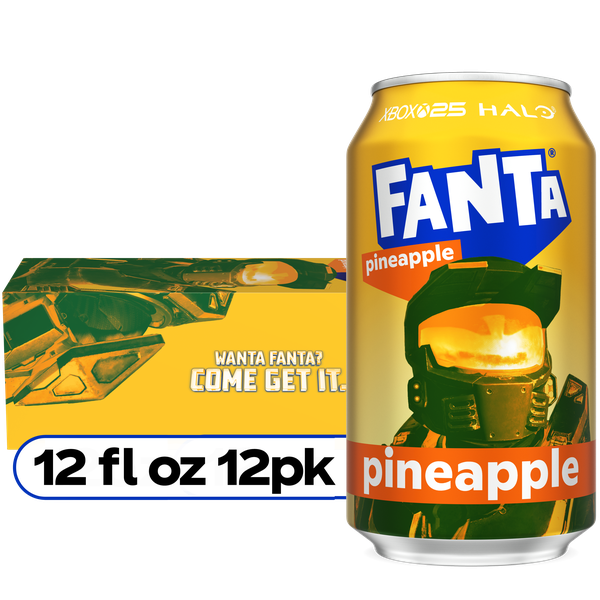 can☆彡 Fanta Pineapple Soda Soft Drink Fridge Pack Cans, 12 fl oz, 12