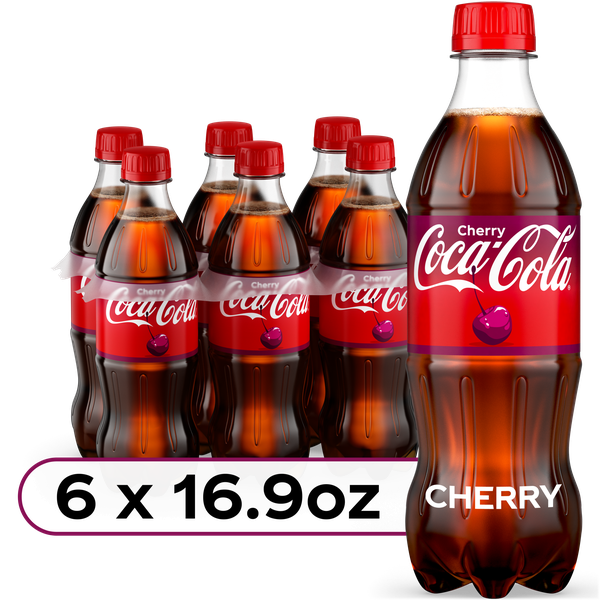 Coca-Cola Cherry Soda Soft Drink Bottles, 16.9 fl oz, 6 Pack | Hy
