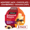 Sargento Sweet Balanced Breaks  Monterey Jack Natural Cheese, Dried Cranberries, Dark Chocolate Chunks & Banana Chips Snack Kit, 3-Pack