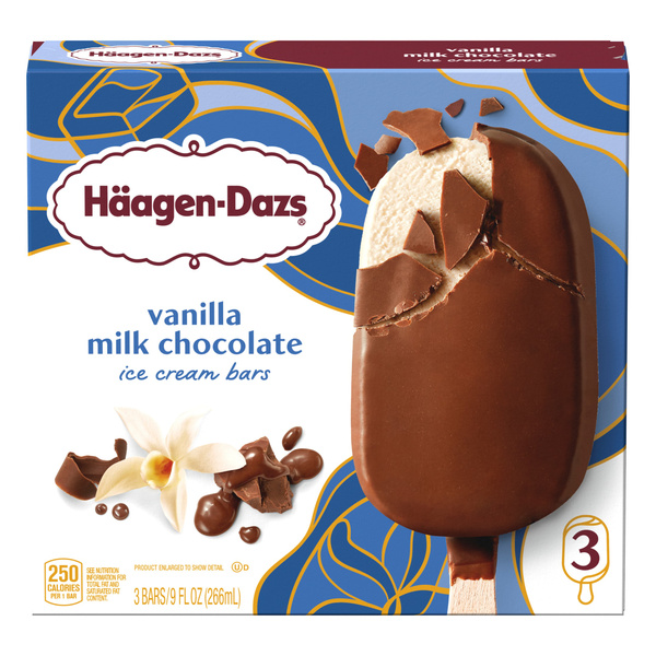 Haagen Dazs Vanilla Milk Chocolate Ice Cream Bars, 3 Count | Hy
