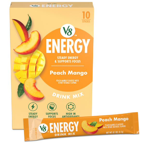 V8 Energy Peach Mango Energy Drink Mix Powder, .10 oz Packet (10