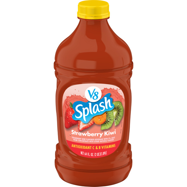 V8 Splash Strawberry Kiwi Flavored Beverage, 64 fl oz Bottle | Hy