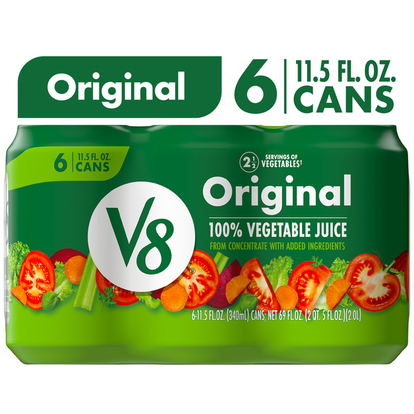 V8 Original 100% Vegetable Juice, 11.5 fl oz Can (6 Pack) | Hy-Vee