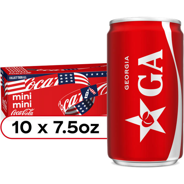 Coca-Cola Soda Soft Drink Fridge Pack Mini Cans, 7.5 fl oz, 10