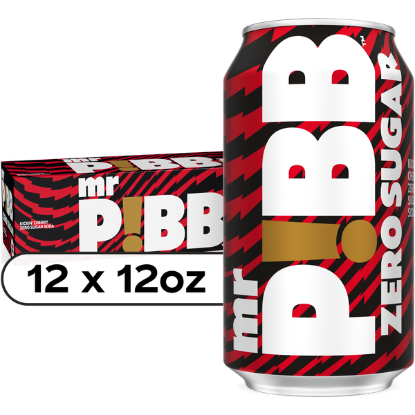 Mr. Pibb Zero Sugar Cherry Soda Soft Drink Fridge Pack Cans, 12 fl