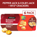 Sargento Balanced Breaks Cheese & Crackers,  Pepper Jack & Colby-Jack Natural Cheeses and RITZ Mini Original Crackers Snack Kit, 6-Pack