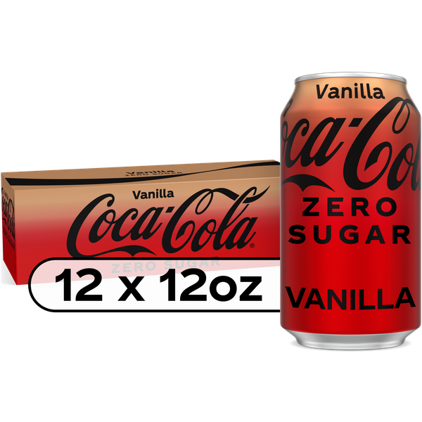 Coca-Cola Zero Sugar Vanilla Soda Soft Drink Fridge Pack Cans, 12