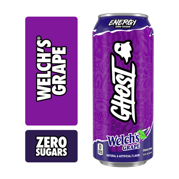 Ghost Zero Sugar Energy Drink, Welch's Grape, 16 fl oz can | Hy