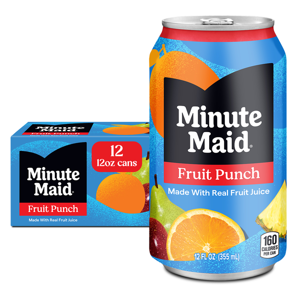 Minute Maid Fruit Punch Juice Drink Fridge Pack Cans, 12 fl oz, 12