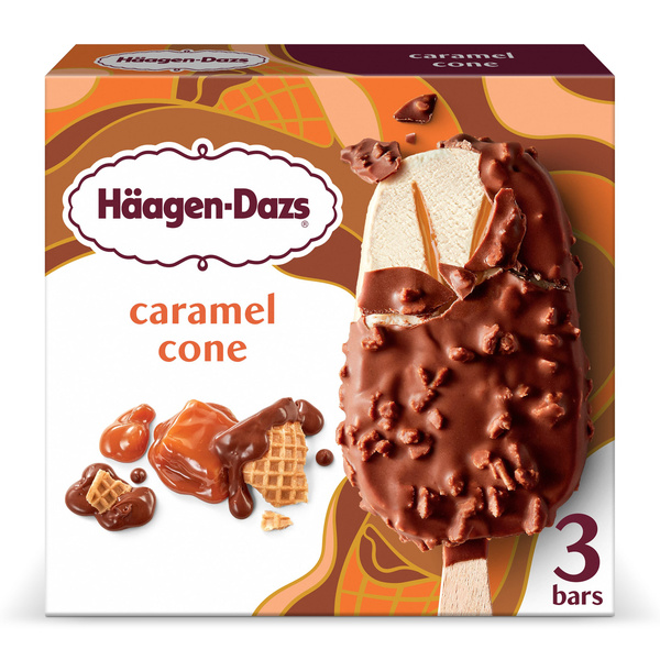 Haagen Dazs Caramel Cone Ice Cream Bars, 3 Count | Hy-Vee Aisles